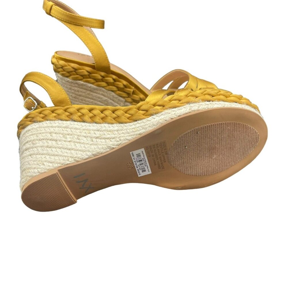 Torrid Espadrilles Womens 9.5 W Mustard Strappy Satin Braid Wedge New - Picture 7 of 8